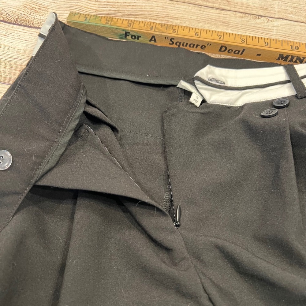 NIA Black Wide‎ Leg Palazzo Pants High Waist Pleated Button Detail Size S - Picture 5 of 10